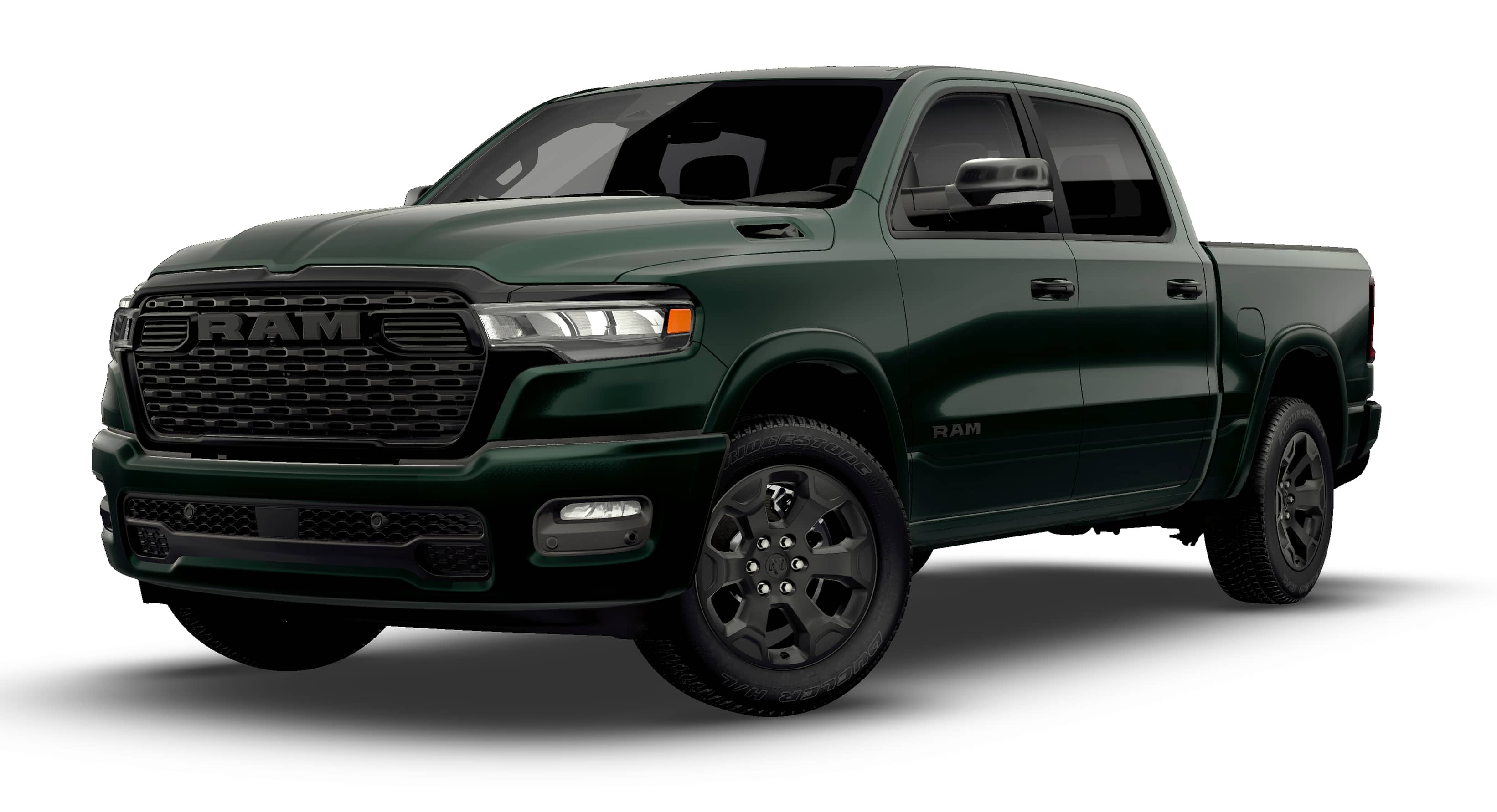 2026 RAM 1500 RAM 1500 LONE STAR CREW CAB 4X4 5'7' BOX in Serrano-Green Metallic Exterior Paint — front three-quarter view