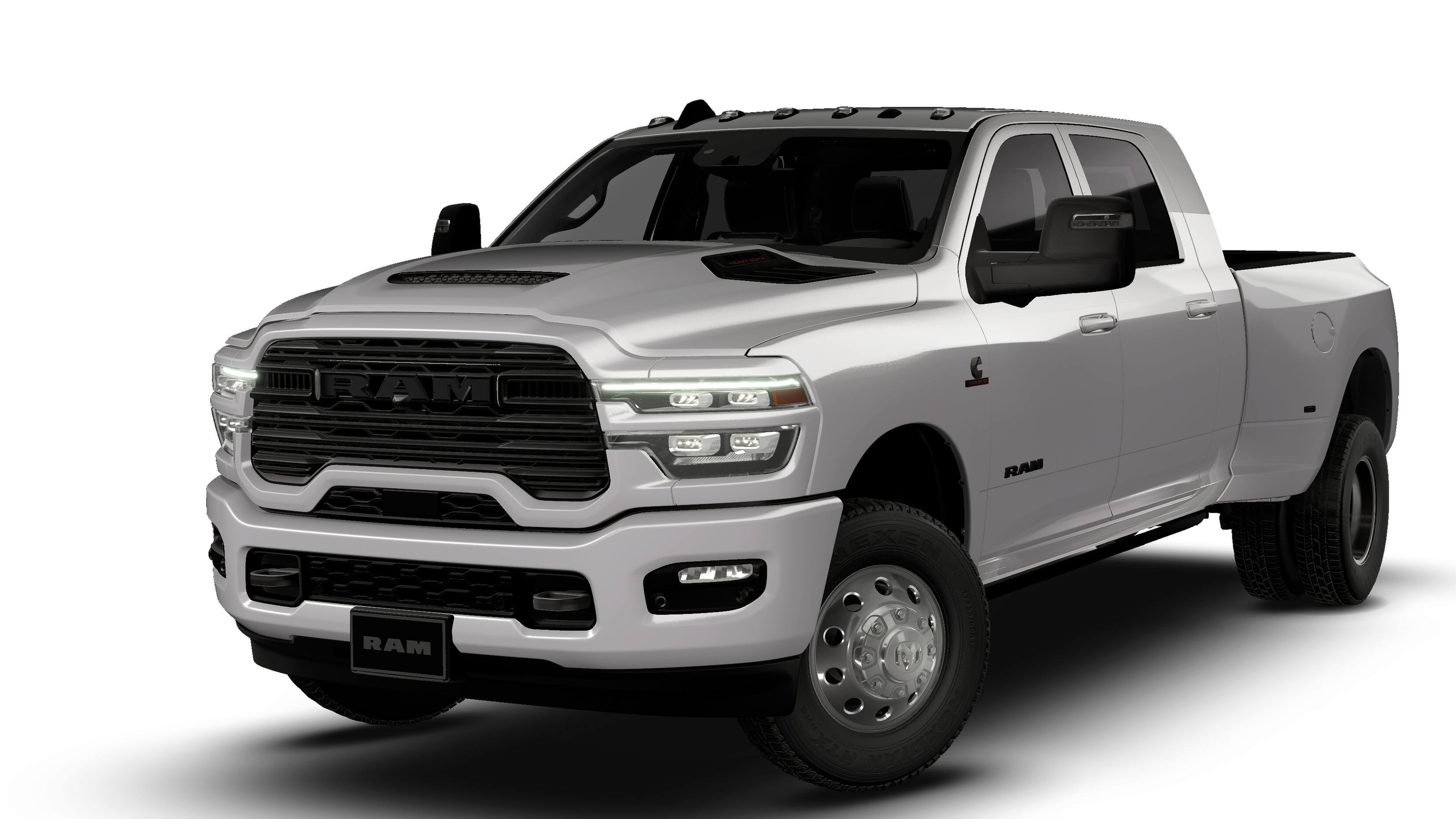 2026 RAM 3500 RAM 3500 LARAMIE MEGA CAB 4X4 6'4' BOX in Silver-Zynith Exterior Paint — front three-quarter view