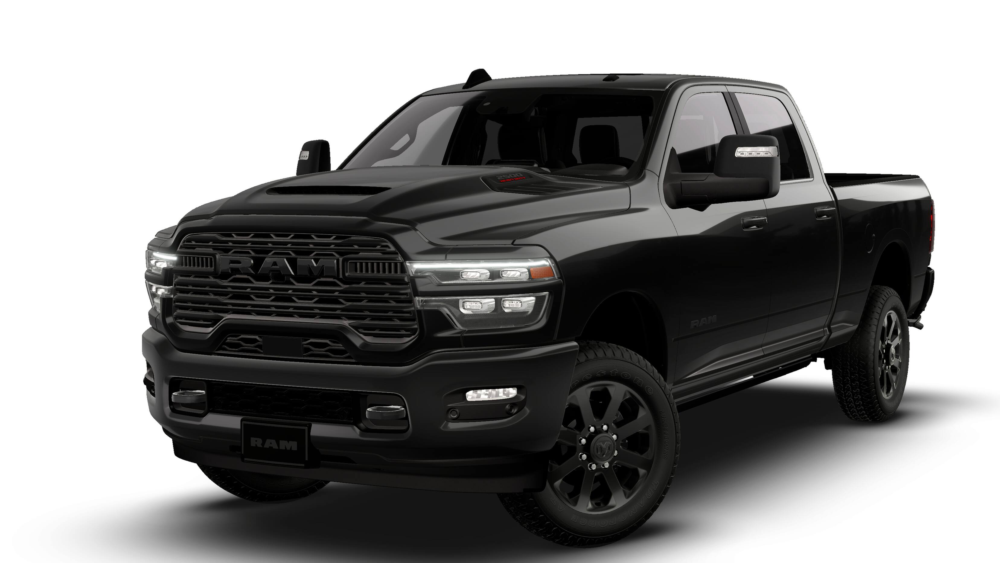 2026 RAM 2500 RAM 2500 LARAMIE CREW CAB 4X4 6'4' BOX in Diamond Black Crystal Pearl-Coat Exterior Paint — front three-quarter view