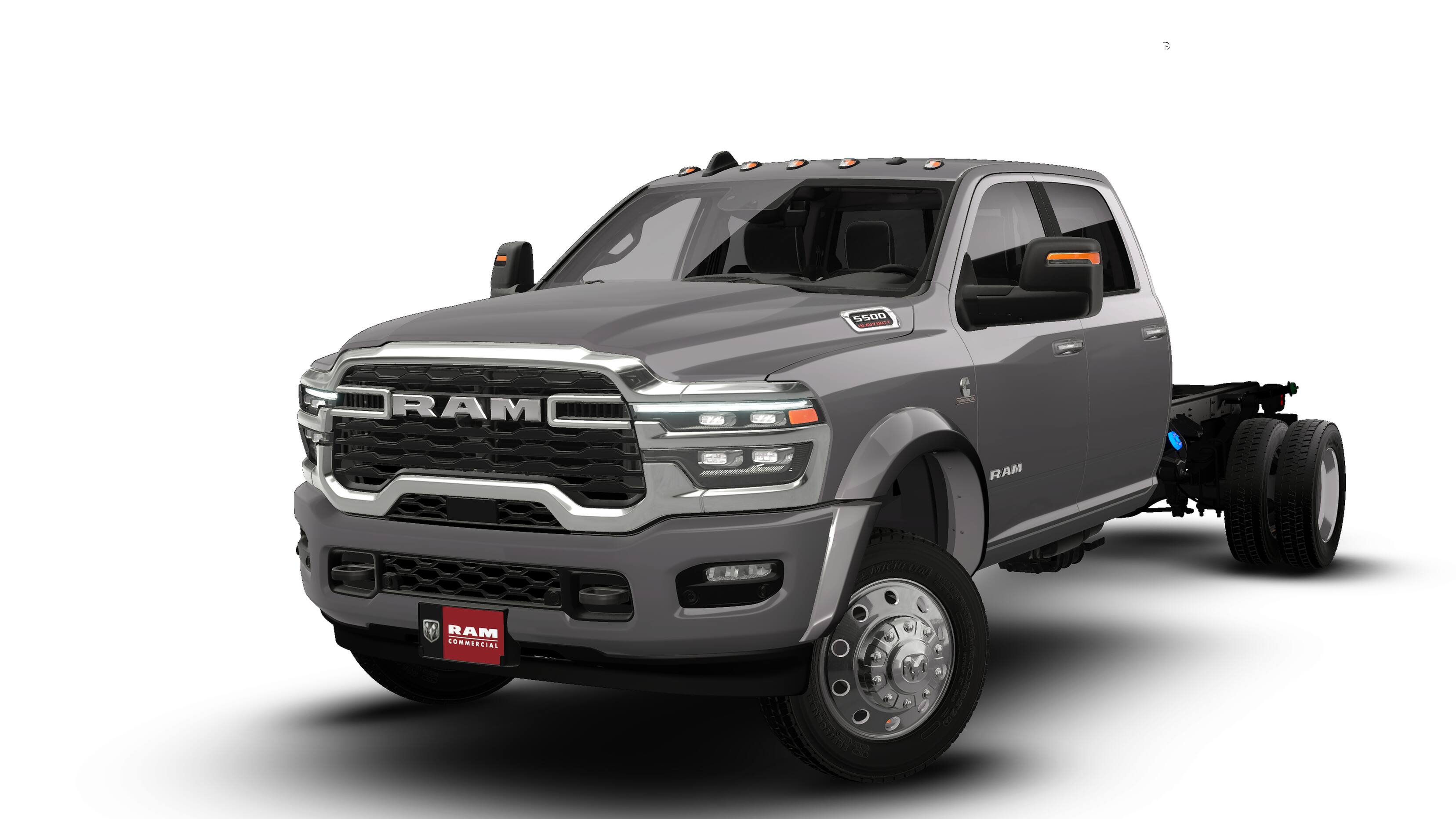 2026 RAM 5500 Chassis Cab RAM 5500 BIG HORN CHASSIS CREW CAB 4X4 84' CA in Ceramic Gray Clear-Coat Exterior Paint — front three-quarter view