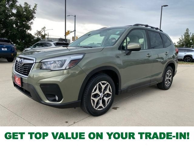 2021 Subaru Forester Premium in Jasper Green Metallic — front three-quarter view