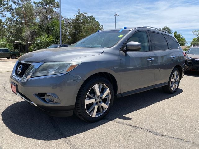 2015 Nissan Pathfinder S in Gun Metallic — front three-quarter view