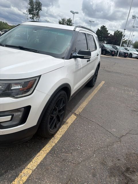 2017 Ford Explorer Sport in White Platinum Clearcoat Metallic — front three-quarter view